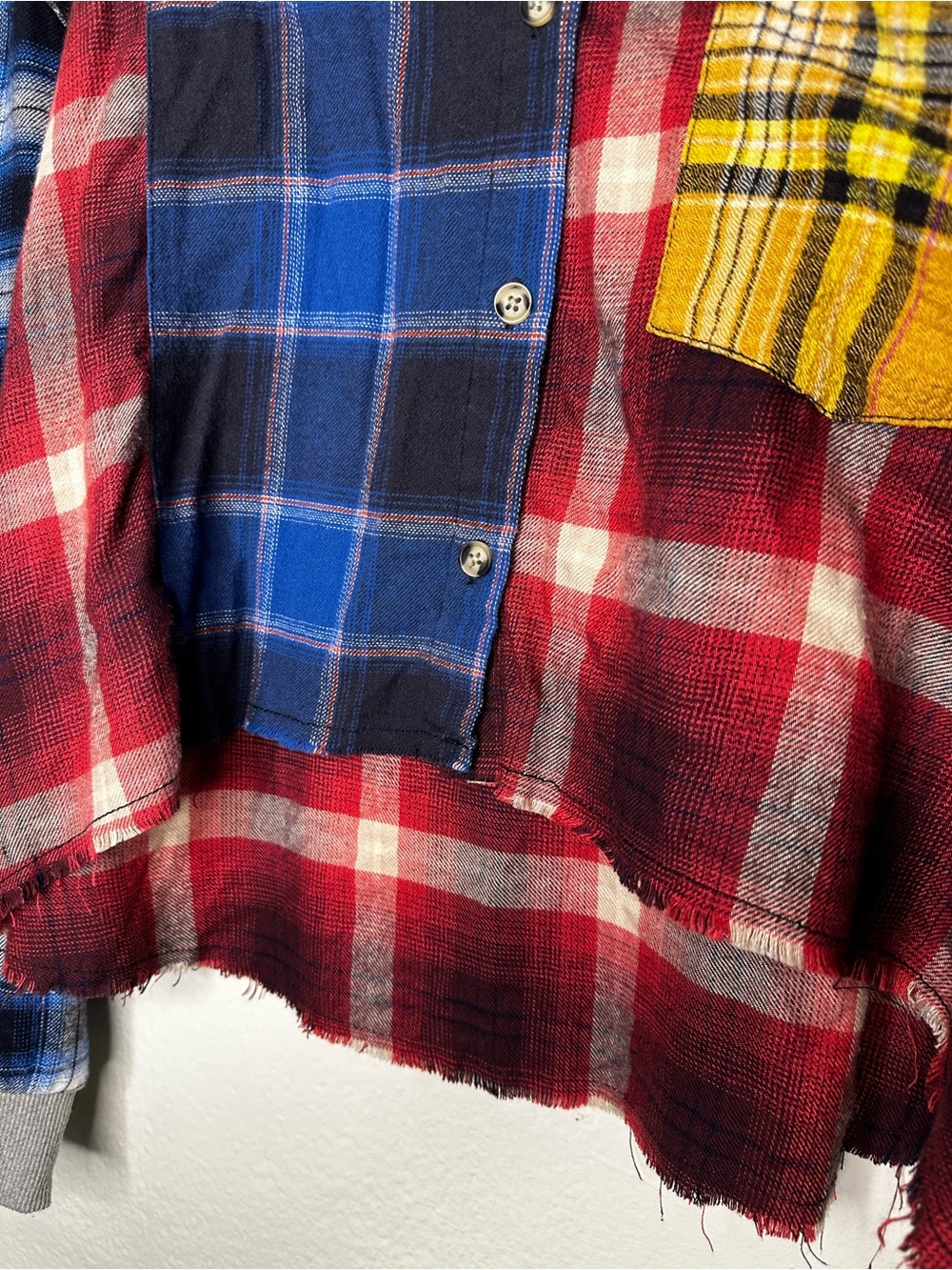 BDG Plaid Oversized High-Low Button Front Top - Picture 5 of 6